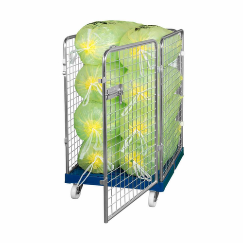 Bac sur roulettes rolltainer® ADB avec 3 parois et porte, force 500 kg, longueur x largeur 815 x 724 mm