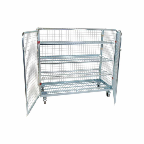 Bac sur roulettes avec parois grillagées, force 500 kg, longueur x largeur 620 x 1500 mm