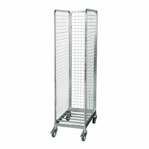 Bac sur roulettes acier avec roulettes double galet plastique, HxLxl 1645x640x460 mm, force 500 kg, longueur x largeur 680 x 500 mm