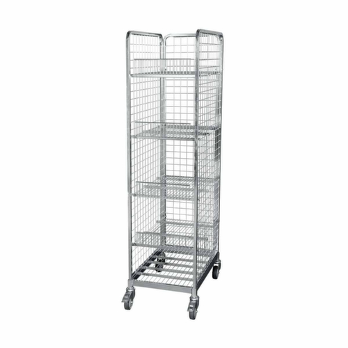 Bac sur roulettes acier avec roulettes double galet plastique, HxLxl 1645x640x460 mm, force 500 kg, longueur x largeur 680 x 500 mm