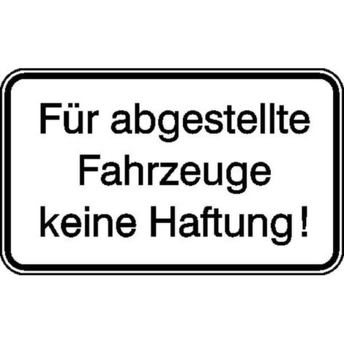 panneau indicateur SafetyMarking® pour vide-citernes, « Aucune responsabilité pour les voitures garées ! »