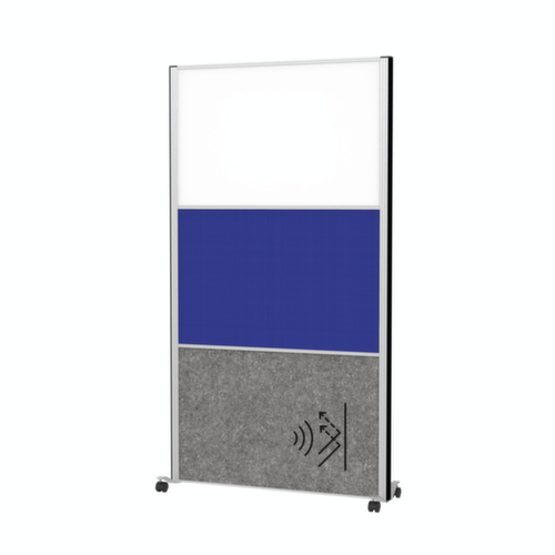 MAUL Tableau à cloison démontable MAULconnecto, hauteur x largeur 1800 x 1000 mm, paroi blanc/bleu/gris foncé