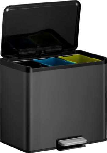 Poubelle à pédale EKO avec revêtement résistant aux traces de doigts, capacité 3 x 9 l