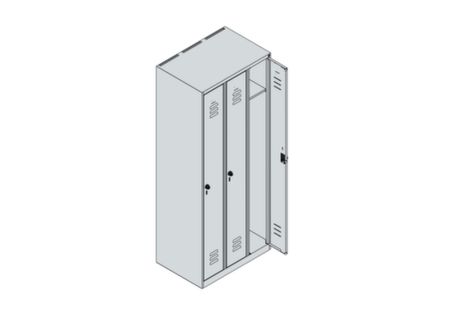 C+P Armoire vestiaire Classic Plus à 3 compartiments, largeur de compartiment 250 mm