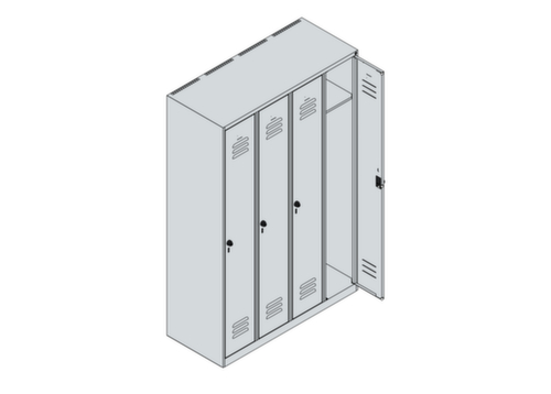 C+P Armoire vestiaire Classic Plus à 4 compartiments, largeur de compartiment 300 mm