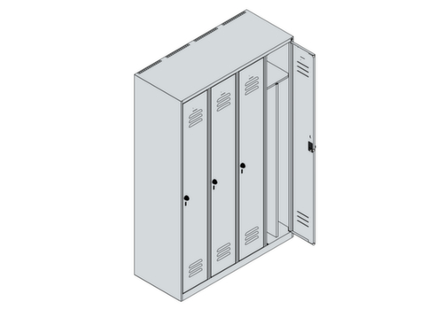 C+P Armoire vestiaire Classic Plus à 4 compartiments, largeur de compartiment 300 mm
