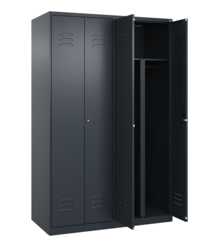 C+P Armoire vestiaire pour EPI Classic Plus pour une séparation en noir et blanc, largeur de compartiment 300 mm