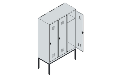 C+P Armoire vestiaire Classic Plus à 3 compartiments, largeur de compartiment 400 mm