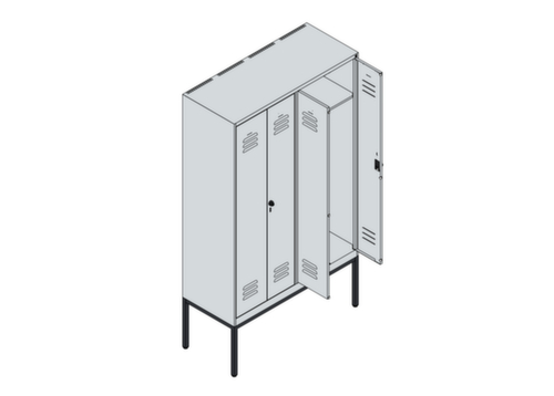 C+P Armoire vestiaire pour EPI Classic Plus pour une séparation en noir et blanc, largeur de compartiment 300 mm