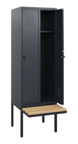 C+P Armoire vestiaire Classic Plus avec banc, largeur de compartiment 300 mm