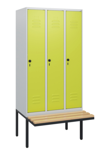 C+P Armoire vestiaire Classic Plus avec banc, largeur de compartiment 300 mm