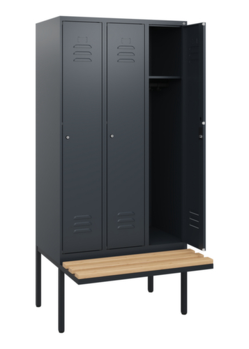 C+P Armoire vestiaire Classic Plus avec banc, largeur de compartiment 300 mm