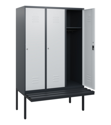 C+P Armoire vestiaire Classic Plus avec banc, largeur de compartiment 400 mm