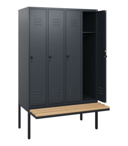 C+P Armoire vestiaire Classic Plus avec banc, largeur de compartiment 300 mm