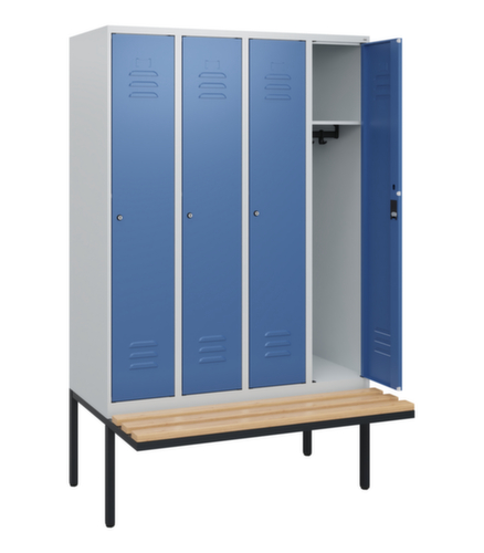 C+P Armoire vestiaire Classic Plus avec banc, largeur de compartiment 300 mm