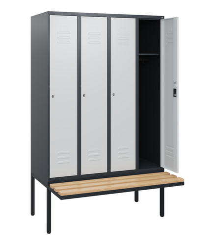 C+P Armoire vestiaire Classic Plus avec banc, largeur de compartiment 300 mm