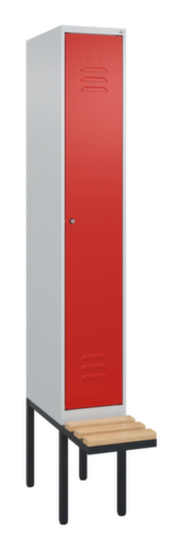 C+P Armoire vestiaire avec banc Classic Plus pour une séparation en noir et blanc, largeur de compartiment 300 mm