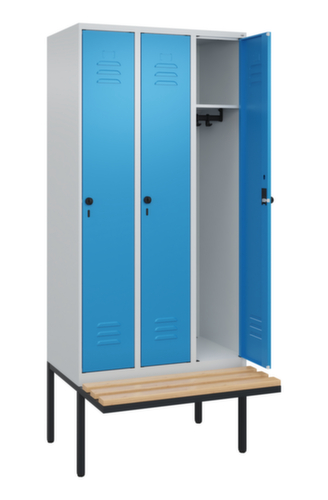 C+P Armoire vestiaire Classic Plus avec banc, largeur de compartiment 300 mm