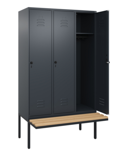 C+P Armoire vestiaire Classic Plus avec banc, largeur de compartiment 400 mm