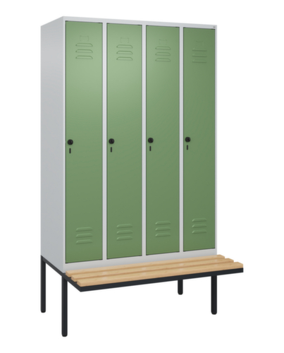C+P Armoire vestiaire Classic Plus avec banc, largeur de compartiment 300 mm