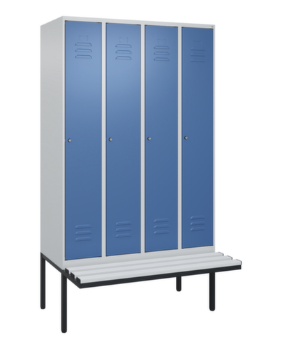 C+P Armoire vestiaire Classic Plus avec banc, largeur de compartiment 300 mm