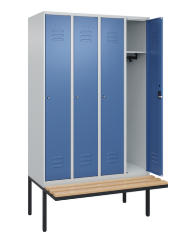C+P Armoire vestiaire Classic Plus avec banc, largeur de compartiment 300 mm