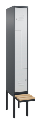 C+P Armoire vestiaire Z Classic Plus avec banc intégré, largeur de compartiment 300 mm