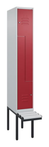 C+P Armoire vestiaire Z Classic Plus avec banc intégré, largeur de compartiment 300 mm