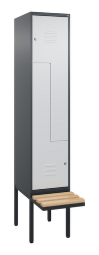 C+P Armoire vestiaire Z Classic Plus avec banc intégré, largeur de compartiment 400 mm