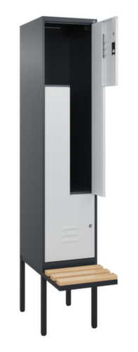 C+P Armoire vestiaire Z Classic Plus avec banc intégré, largeur de compartiment 400 mm