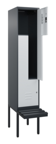 C+P Armoire vestiaire Z Classic Plus avec banc intégré, largeur de compartiment 400 mm