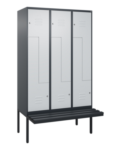 C+P Armoire vestiaire Z Classic Plus avec banc intégré, largeur de compartiment 400 mm