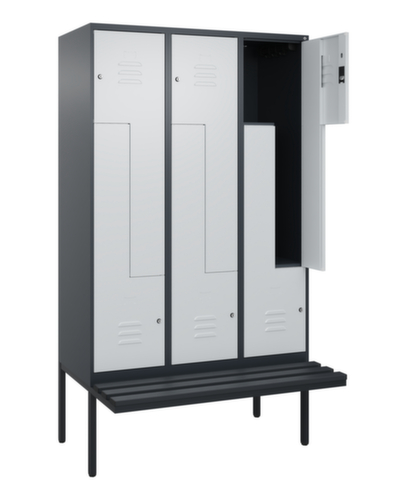 C+P Armoire vestiaire Z Classic Plus avec banc intégré, largeur de compartiment 400 mm