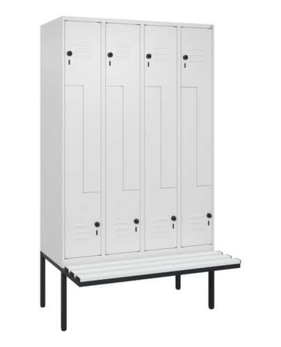 C+P Armoire vestiaire Z Classic Plus avec banc intégré, largeur de compartiment 300 mm