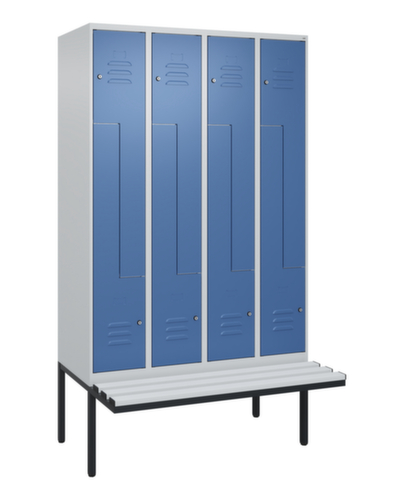C+P Armoire vestiaire Z Classic Plus avec banc intégré, largeur de compartiment 300 mm