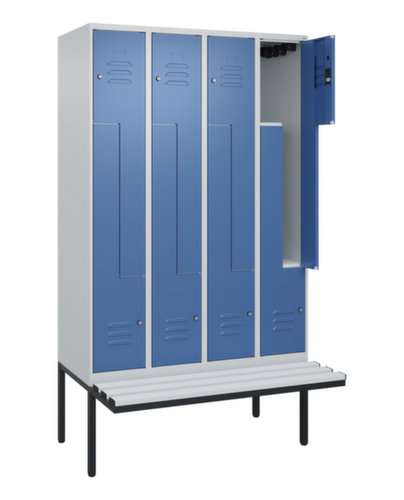 C+P Armoire vestiaire Z Classic Plus avec banc intégré, largeur de compartiment 300 mm