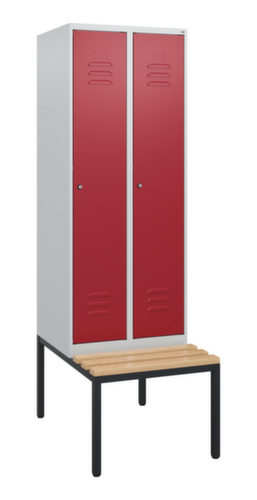C+P Armoire vestiaire Classic Plus avec banc, largeur de compartiment 300 mm