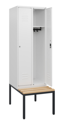C+P Armoire vestiaire Classic Plus avec banc, largeur de compartiment 300 mm