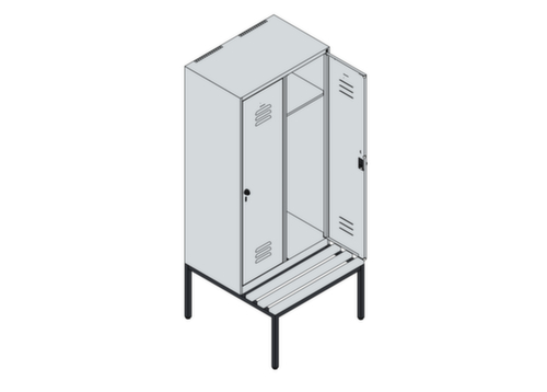C+P Armoire vestiaire Classic Plus avec banc, largeur de compartiment 400 mm