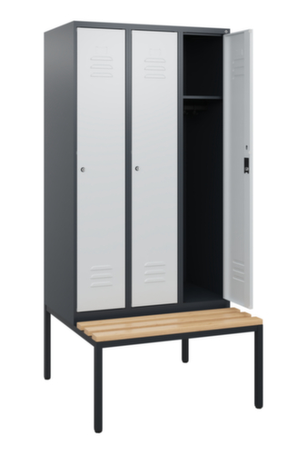 C+P Armoire vestiaire Classic Plus avec banc, largeur de compartiment 300 mm