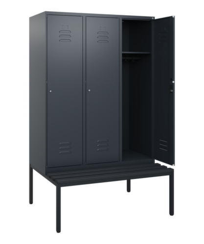 C+P Armoire vestiaire Classic Plus avec banc, largeur de compartiment 400 mm