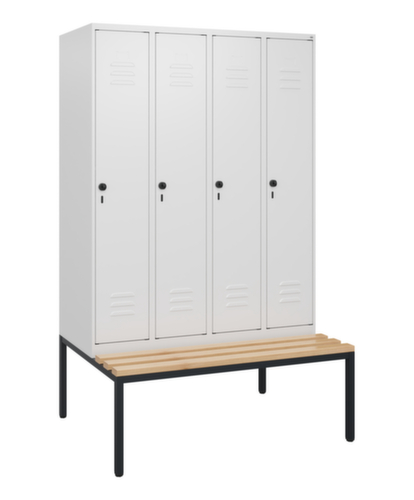 C+P Armoire vestiaire Classic Plus avec banc, largeur de compartiment 300 mm