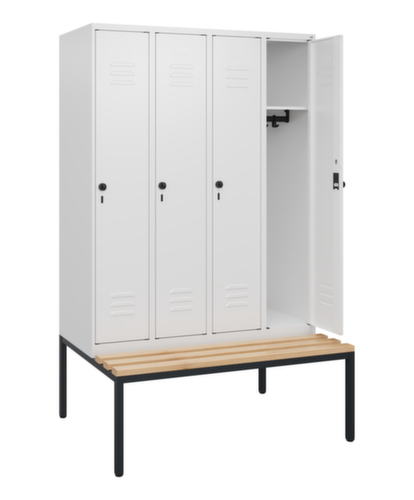 C+P Armoire vestiaire Classic Plus avec banc, largeur de compartiment 300 mm