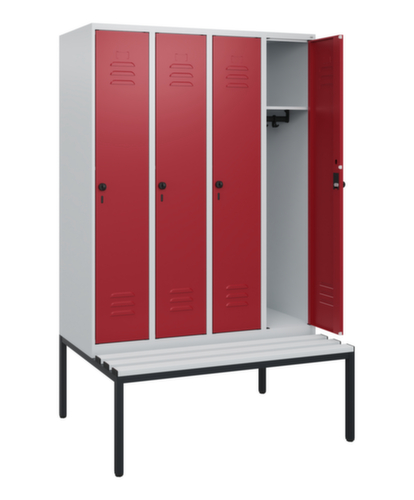 C+P Armoire vestiaire Classic Plus avec banc, largeur de compartiment 300 mm