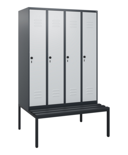 C+P Armoire vestiaire Classic Plus avec banc, largeur de compartiment 300 mm