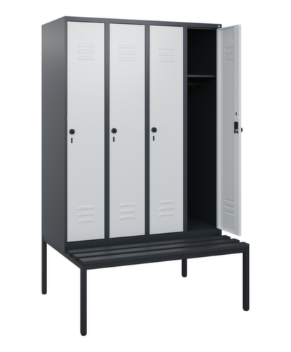 C+P Armoire vestiaire Classic Plus avec banc, largeur de compartiment 300 mm