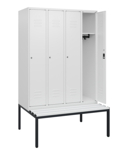 C+P Armoire vestiaire Classic Plus avec banc, largeur de compartiment 300 mm