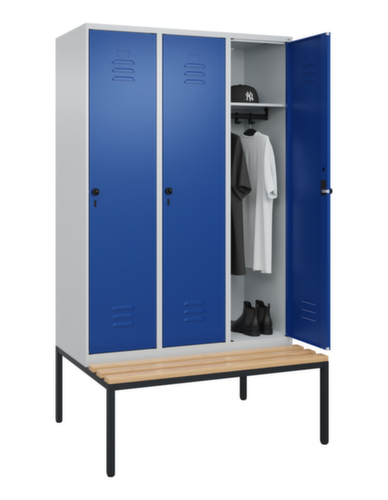 C+P Armoire vestiaire Classic Plus avec banc, largeur de compartiment 400 mm