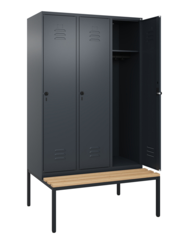 C+P Armoire vestiaire Classic Plus avec banc, largeur de compartiment 400 mm