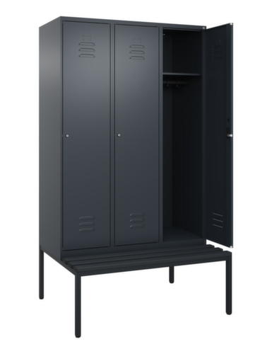 C+P Armoire vestiaire Classic Plus avec banc, largeur de compartiment 400 mm